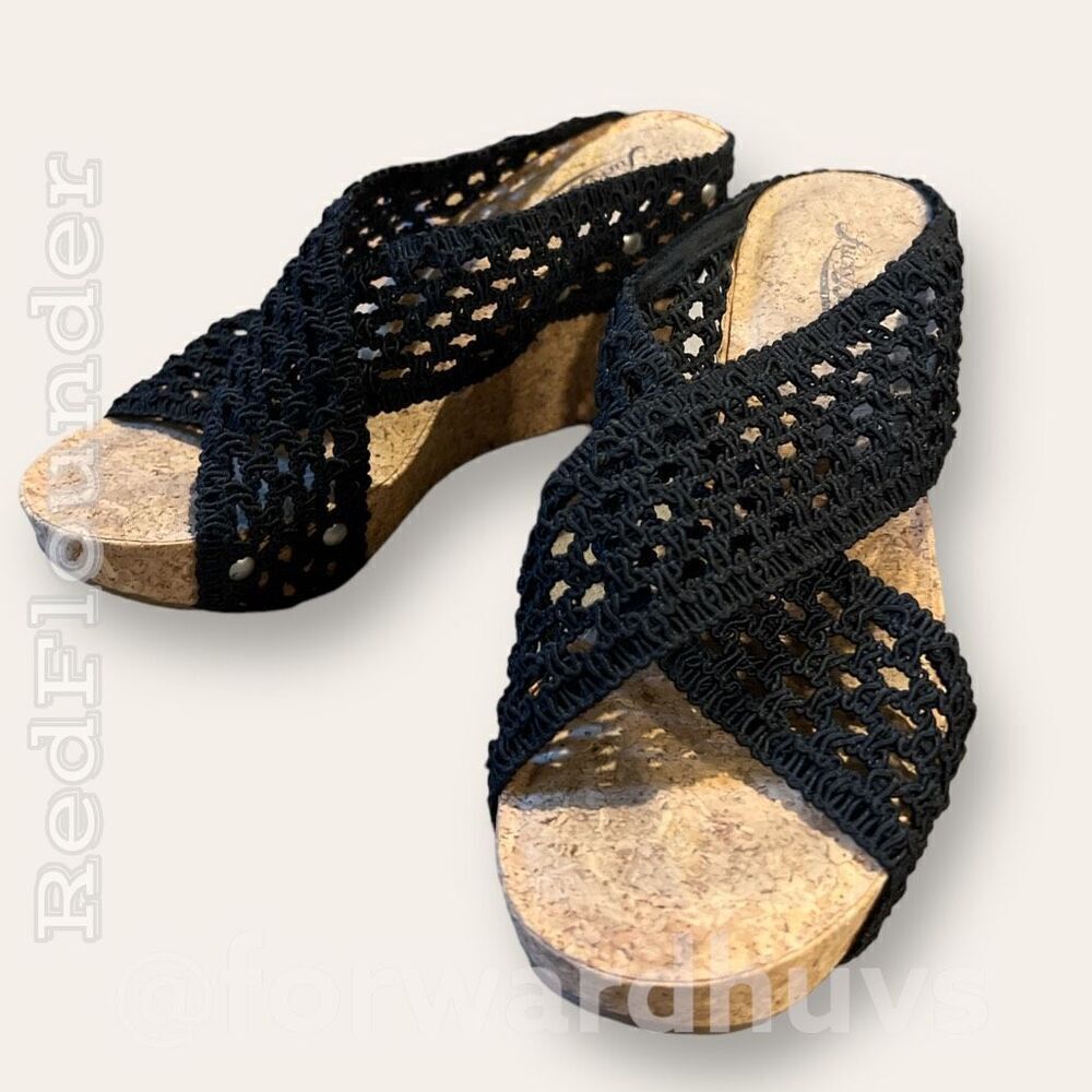 Lucky Brand Macramé Crisscross Wedge Sandals Size 8.5